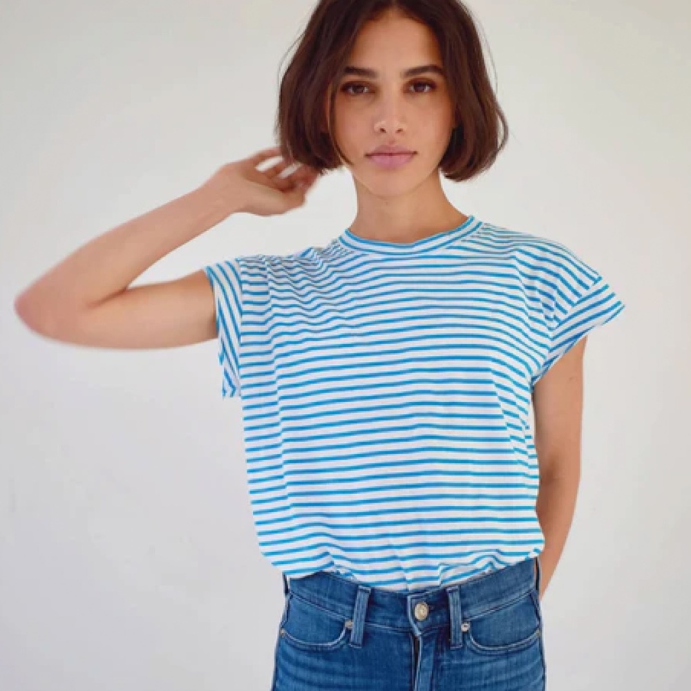 Striped Cotton AYR Cap Sleeve Top